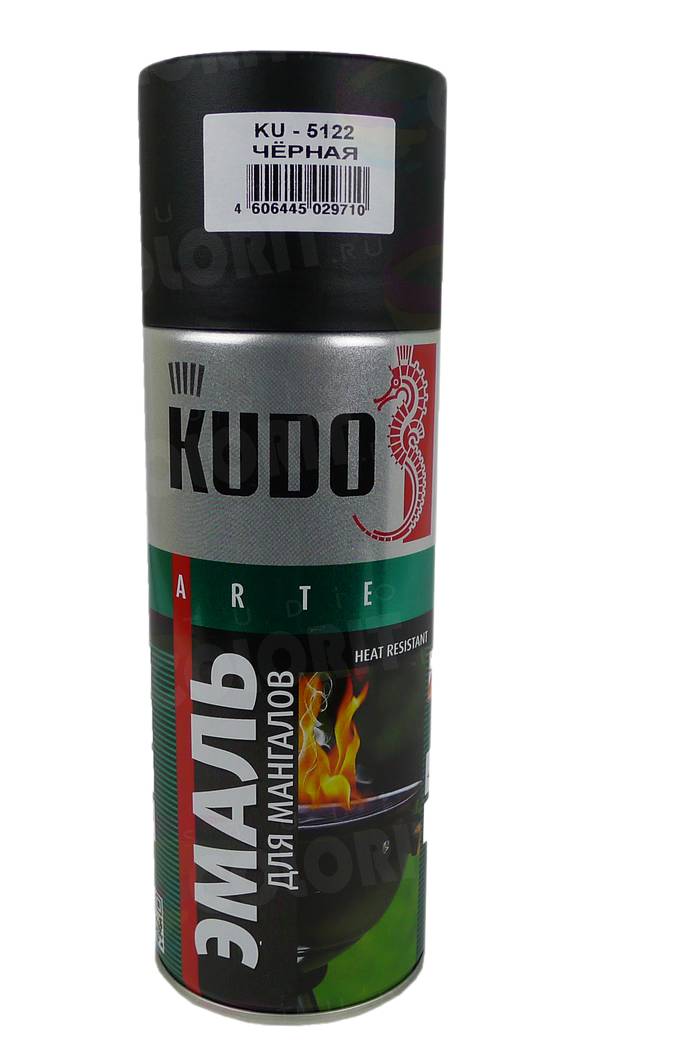 Эмаль для мангалов "KUDO", чёрная, 650°С, спрей, 520мл