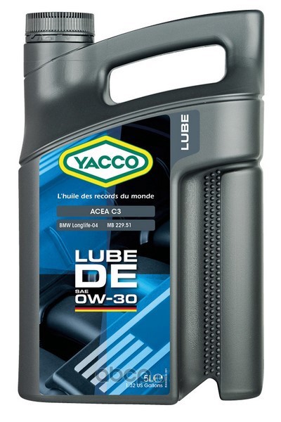 Масло моторное YACCO LUBE DE 0W30, C3, LL04, 5л