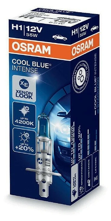 Автолампа H1 "Osram", Cool Blue, +20%, 12V, 55W, 4200К