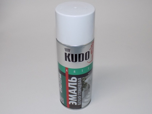 Краска универсальная "KUDO", белая глянцевая, спрей, 520мл