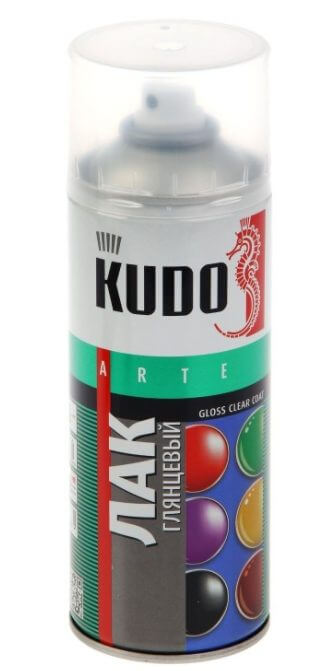 Лак "KUDO" универсальный акриловый, глянцевый, спрей, 520мл